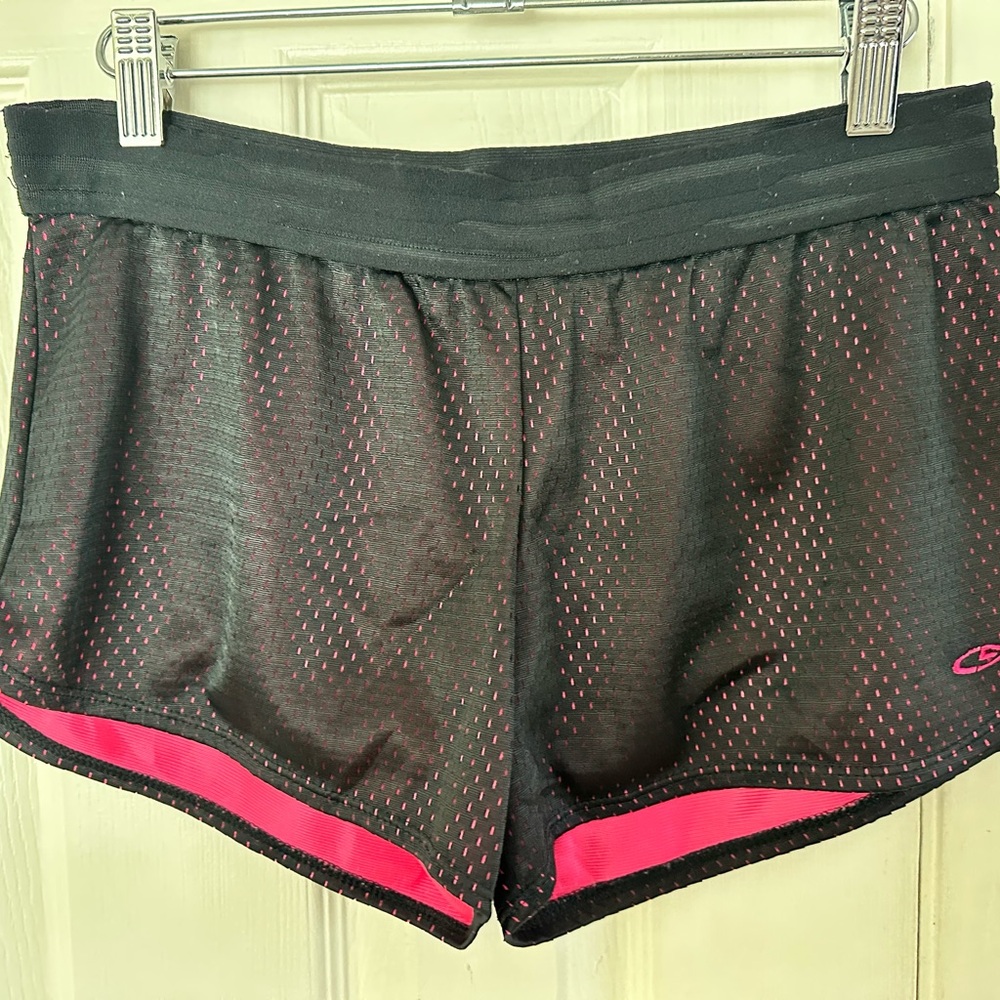 Champion Women's Athletic Shorts in Black with Pink Highlights